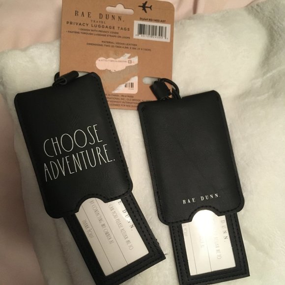 Rae Dunn black Choose Adventure travel luggage tag set of 2 nwt - Picture 6 of 6